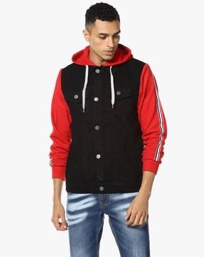 button-front hooded jacket
