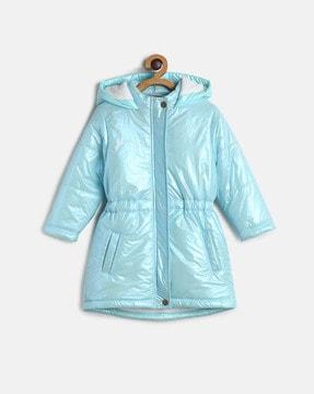 button-front hooded puffer jacket