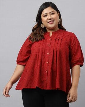 button-front pleated top