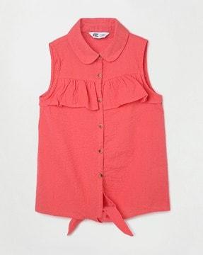 button-front top with spread collar