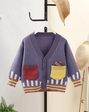 button-front-v-neck-cardigan