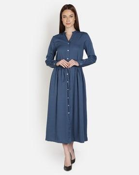 button-front a-line dress