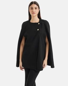 button-front cape with cape sleeves