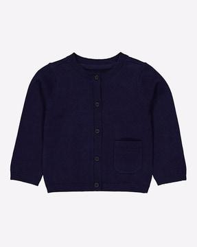 button-front cardigan with patch pocket