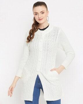 button-front cardigan with slit