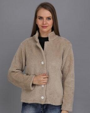 button-front casual sweatshirt