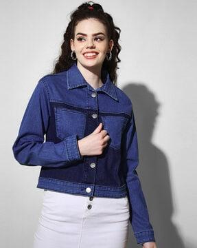 button-front denim jacket with patch pockets