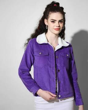 button-front jacket with flap pockets