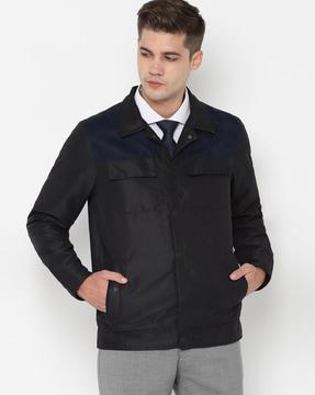 button-front jacket with flap pockets