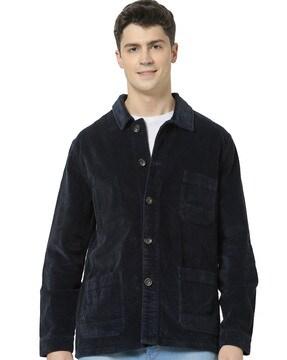 button-front jacket with patch pockets