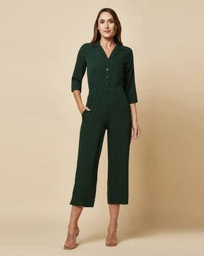 button-front jumpsuit with insert pockets