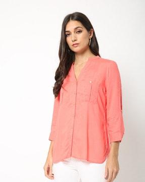 button-front shirt with patch pockets