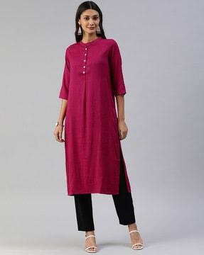 button front straight kurta