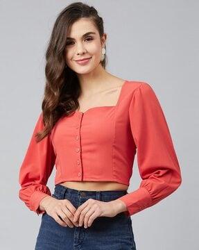 button front top with full sleeves