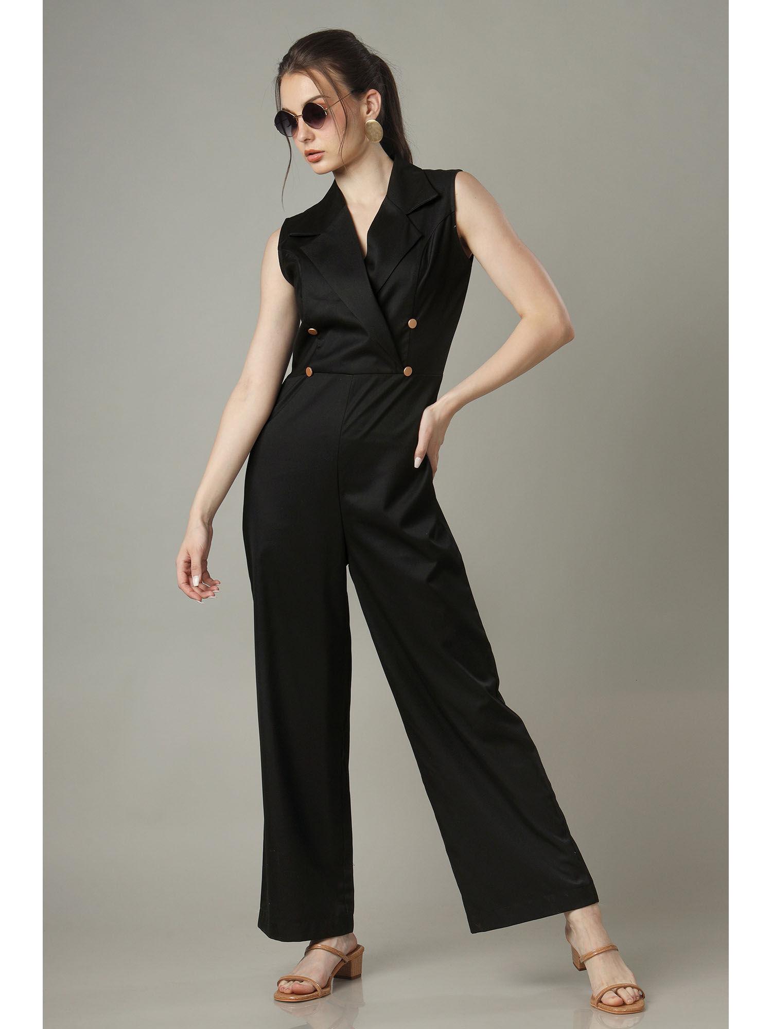 buttoned design detail sleeveless jumpsuit