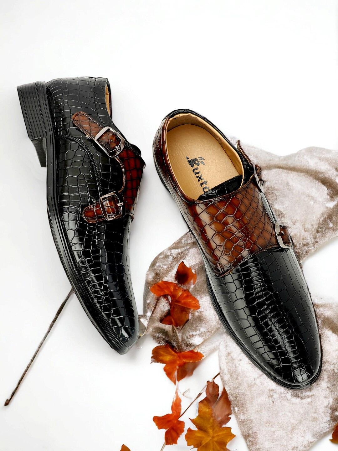 buxton men textured formal monk shoes