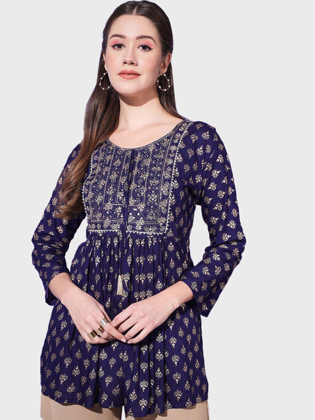 buy new trend ethnic motifs printed pure cotton a-line kurti