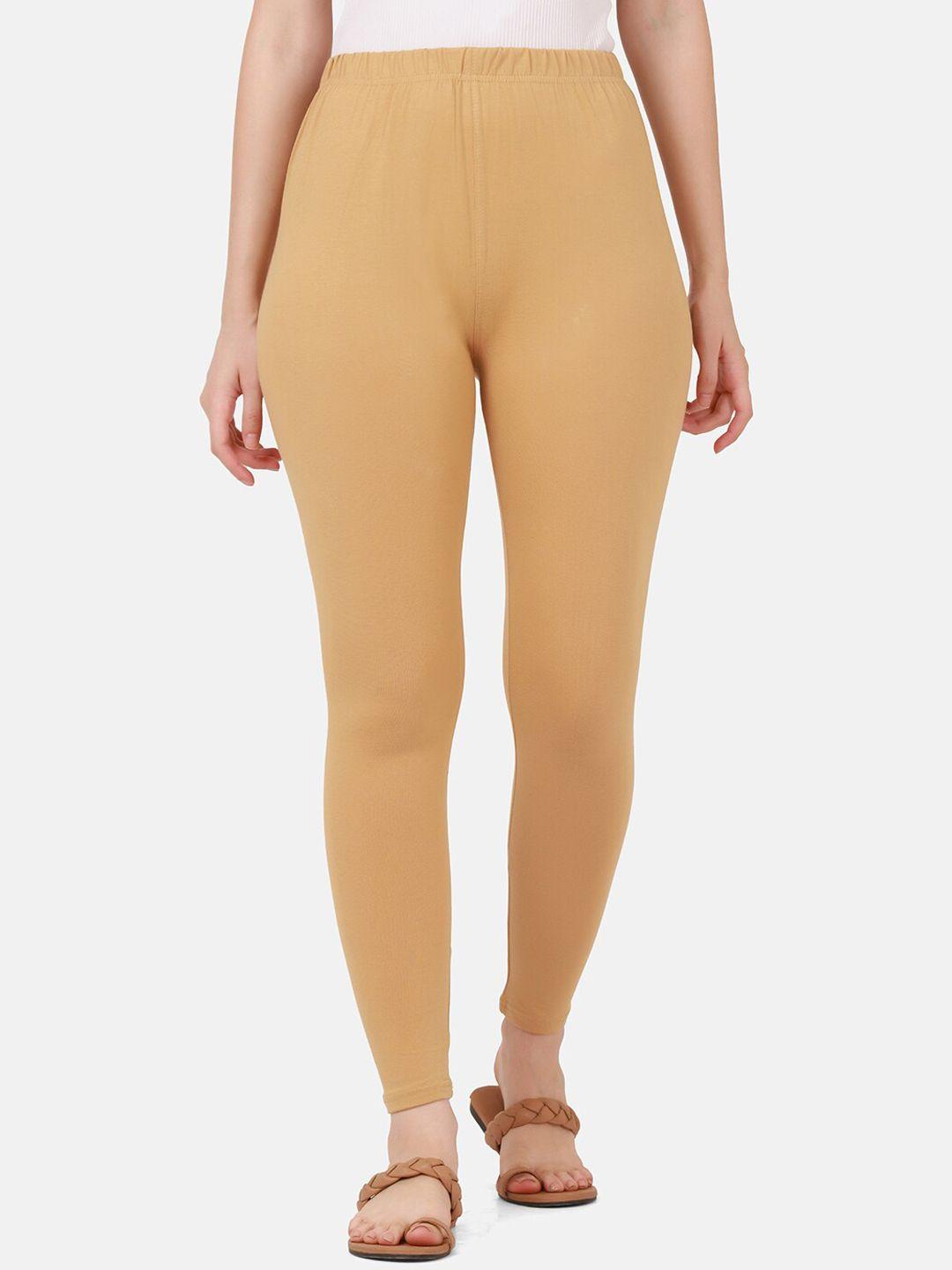 buy new trend women beige solid ankle- length cotton leggings