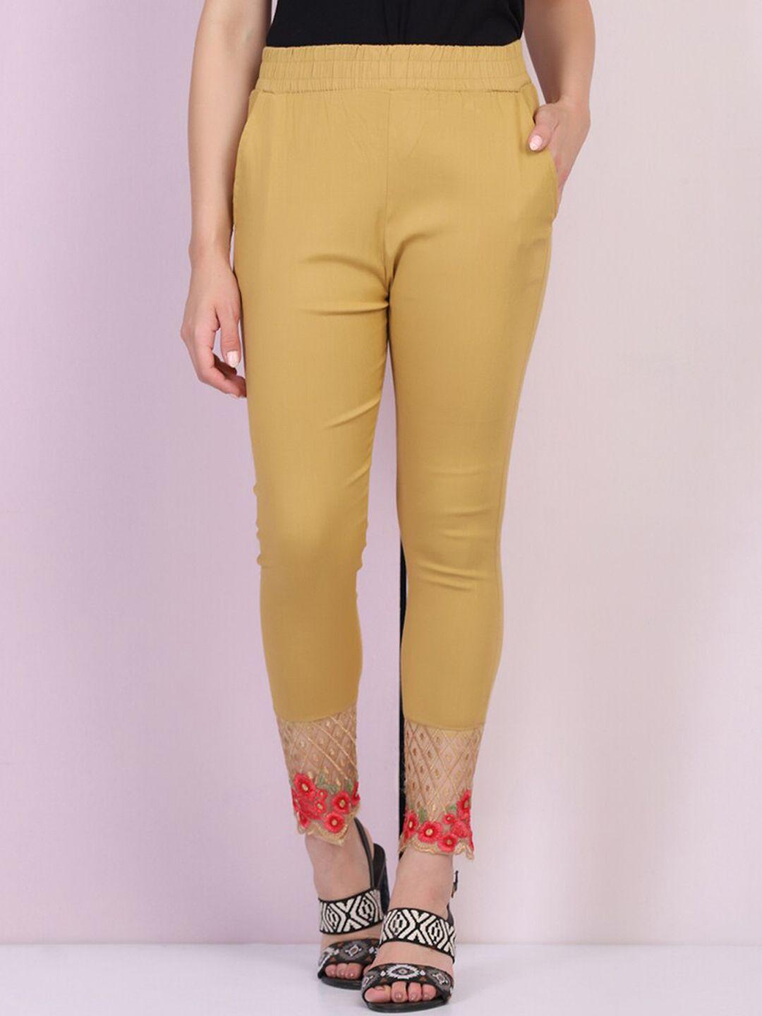 buy new trend women beige solid ankle-length leggings
