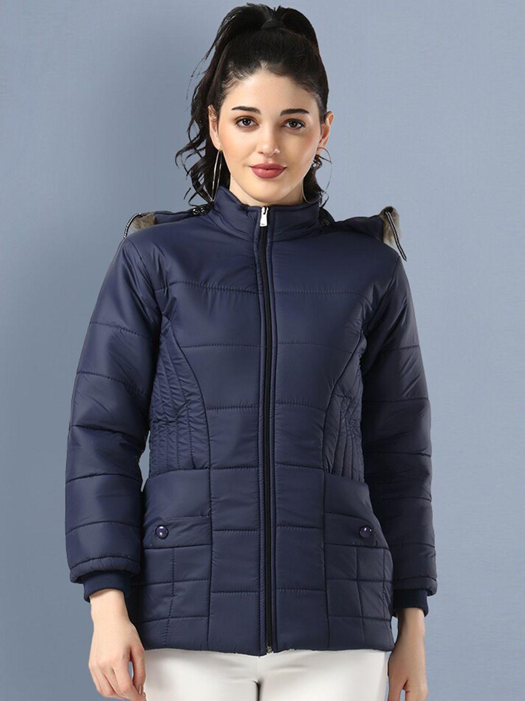 buy new trend women navy blue lightweight padded jacket