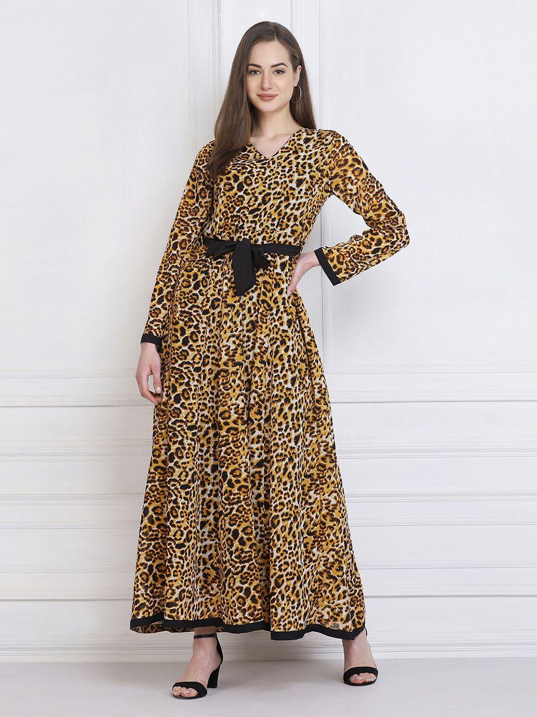 buy new trend yellow animal georgette maxi dress