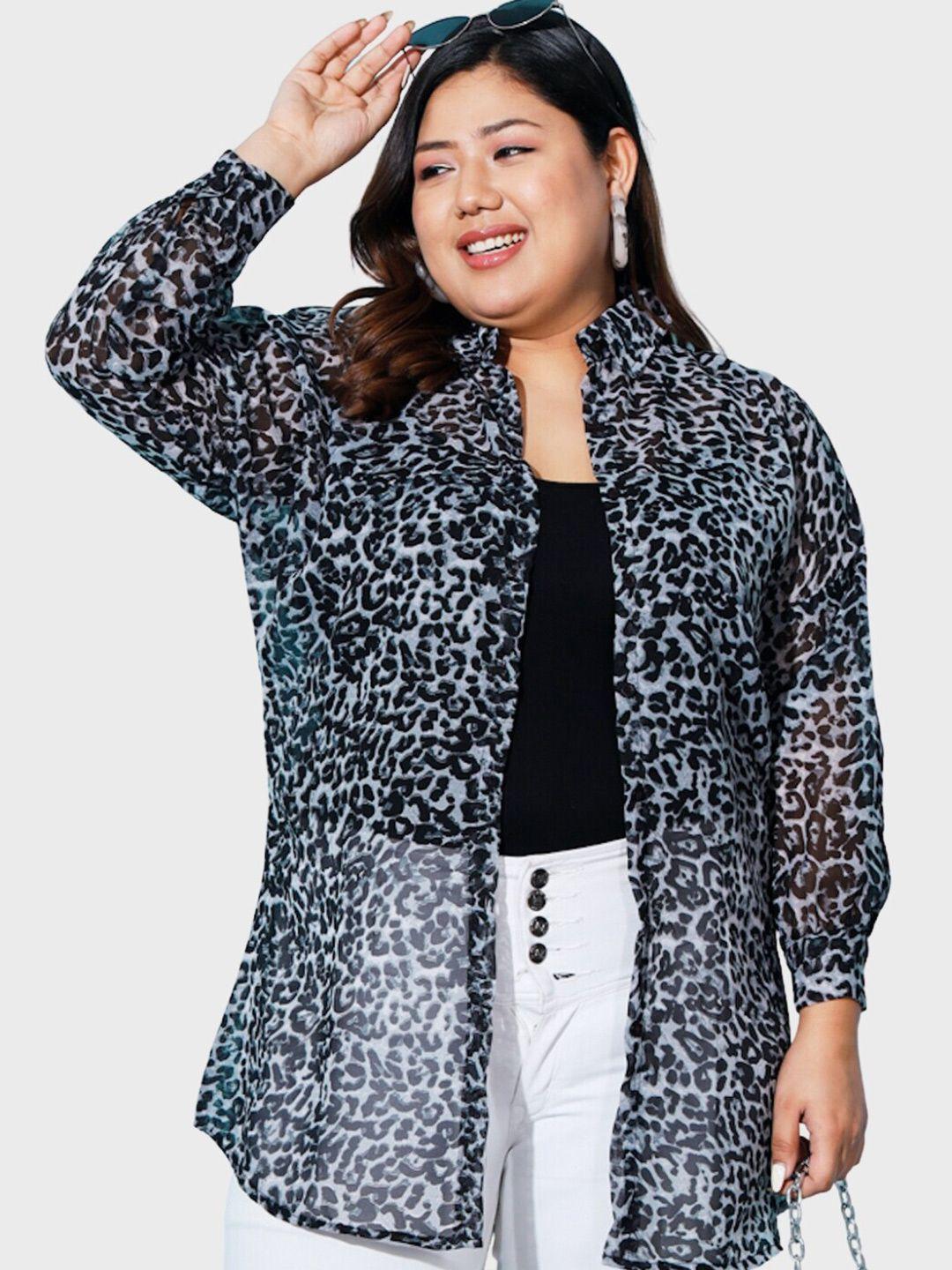 buy new trend curvy plus size animal printed casual shirt