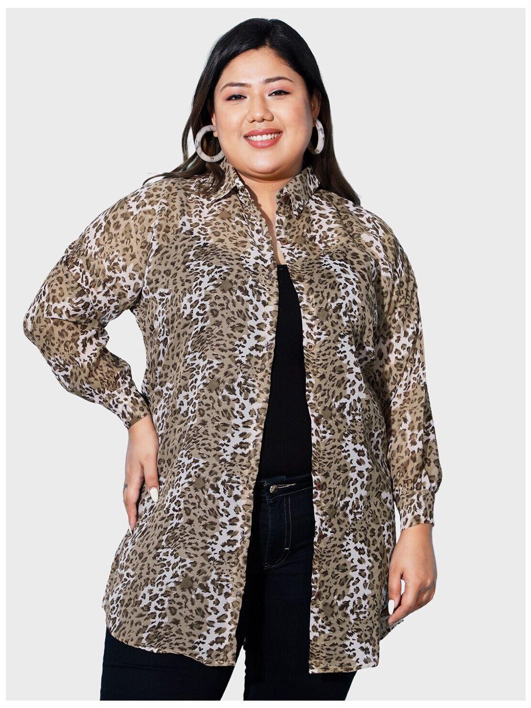 buy new trend curvy plus size animal printed casual shirt