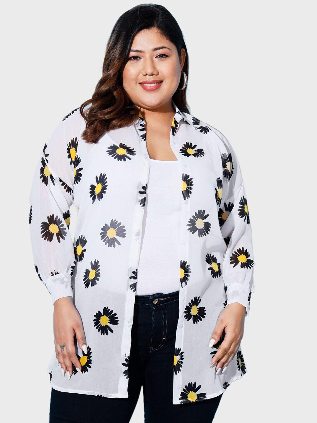 buy new trend curvy plus size floral printed casual shirt