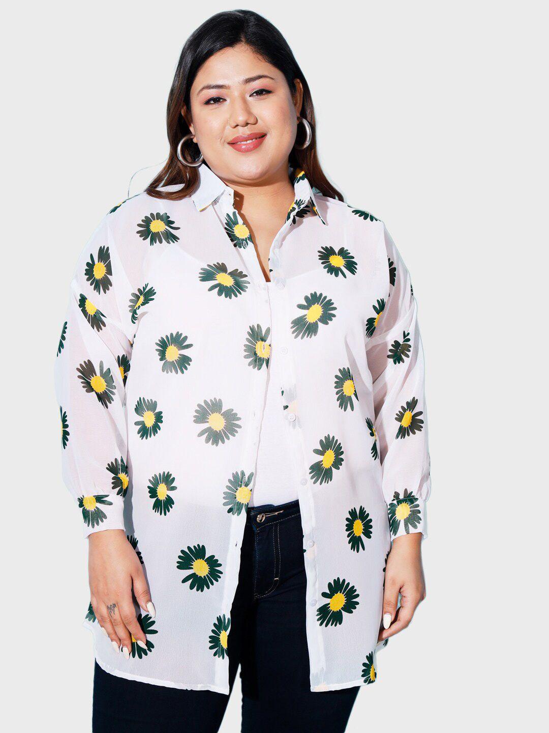 buy new trend curvy plus size floral printed casual shirt