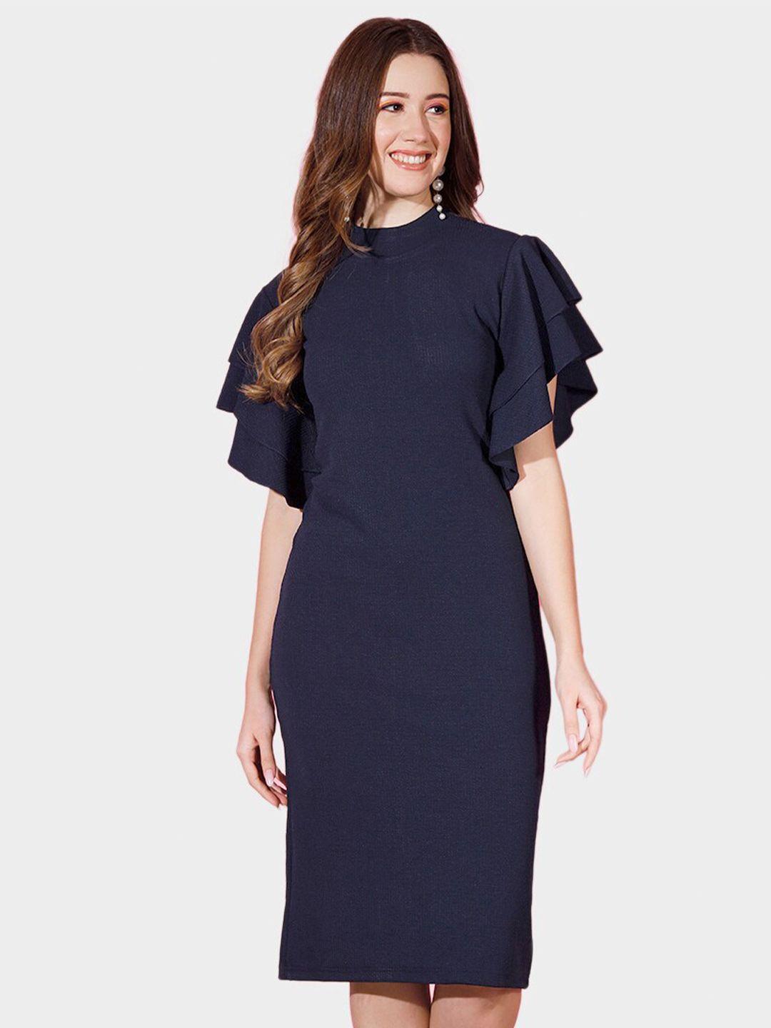 buy new trend flared sleeve sheath midi dress