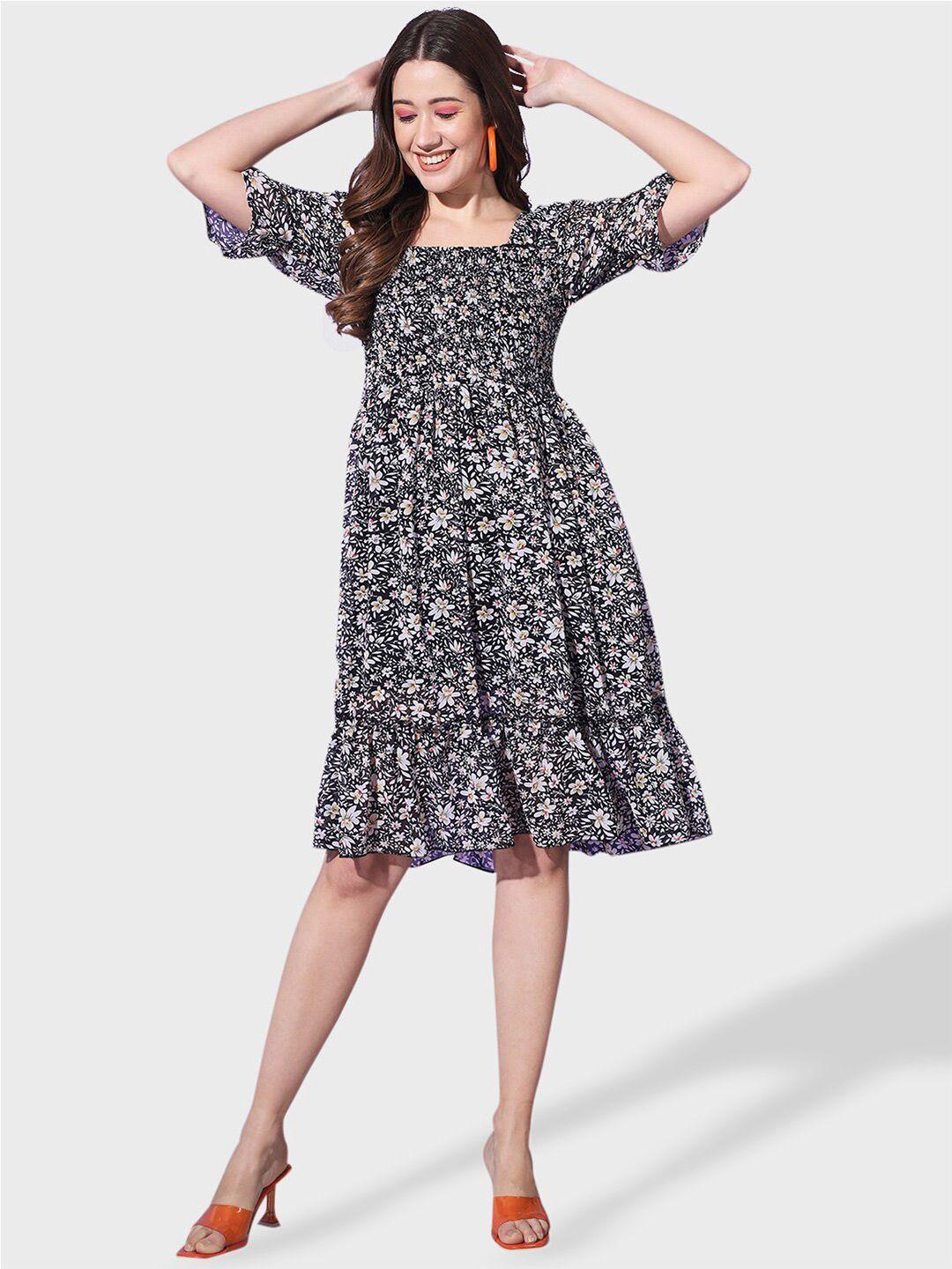 buy new trend floral print georgette fit & flare dress