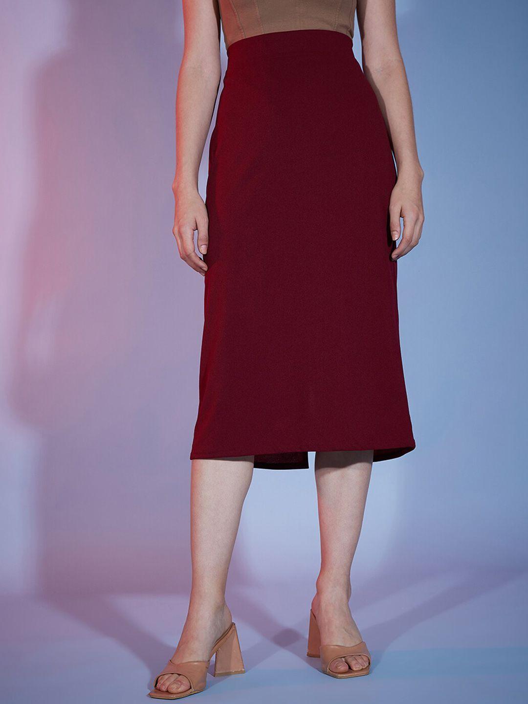 buy new trend high-rise back slit midi-length straight skirt