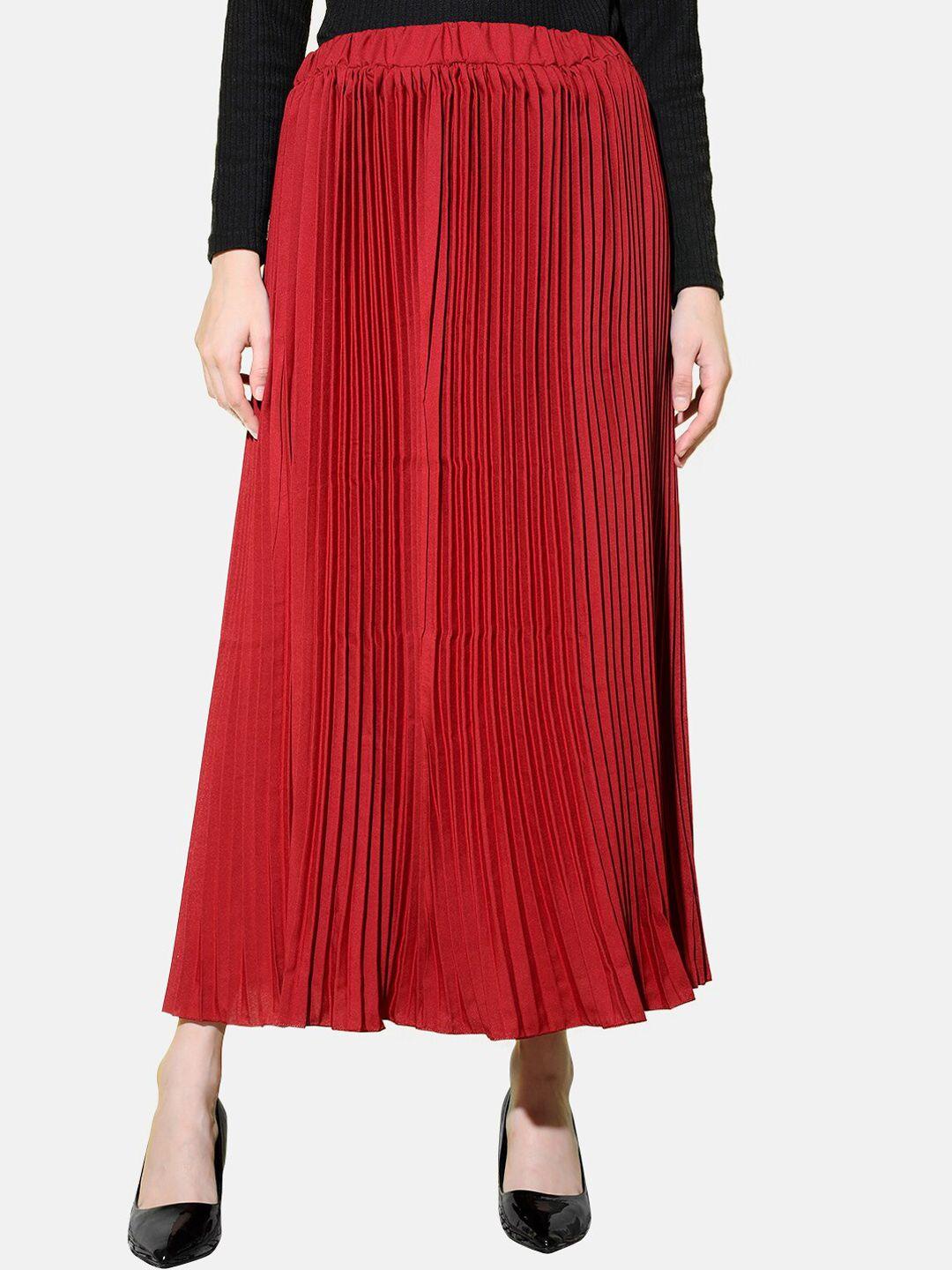 buy new trend pleated flared maxi crepe skirt