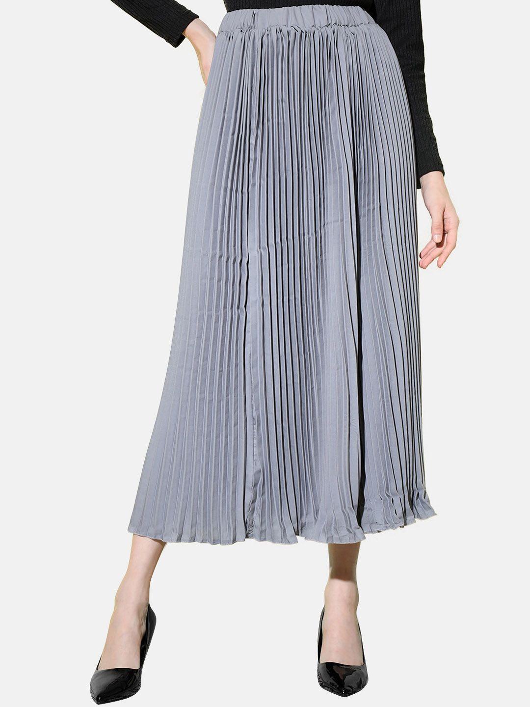 buy new trend pleated maxi flared crepe skirt