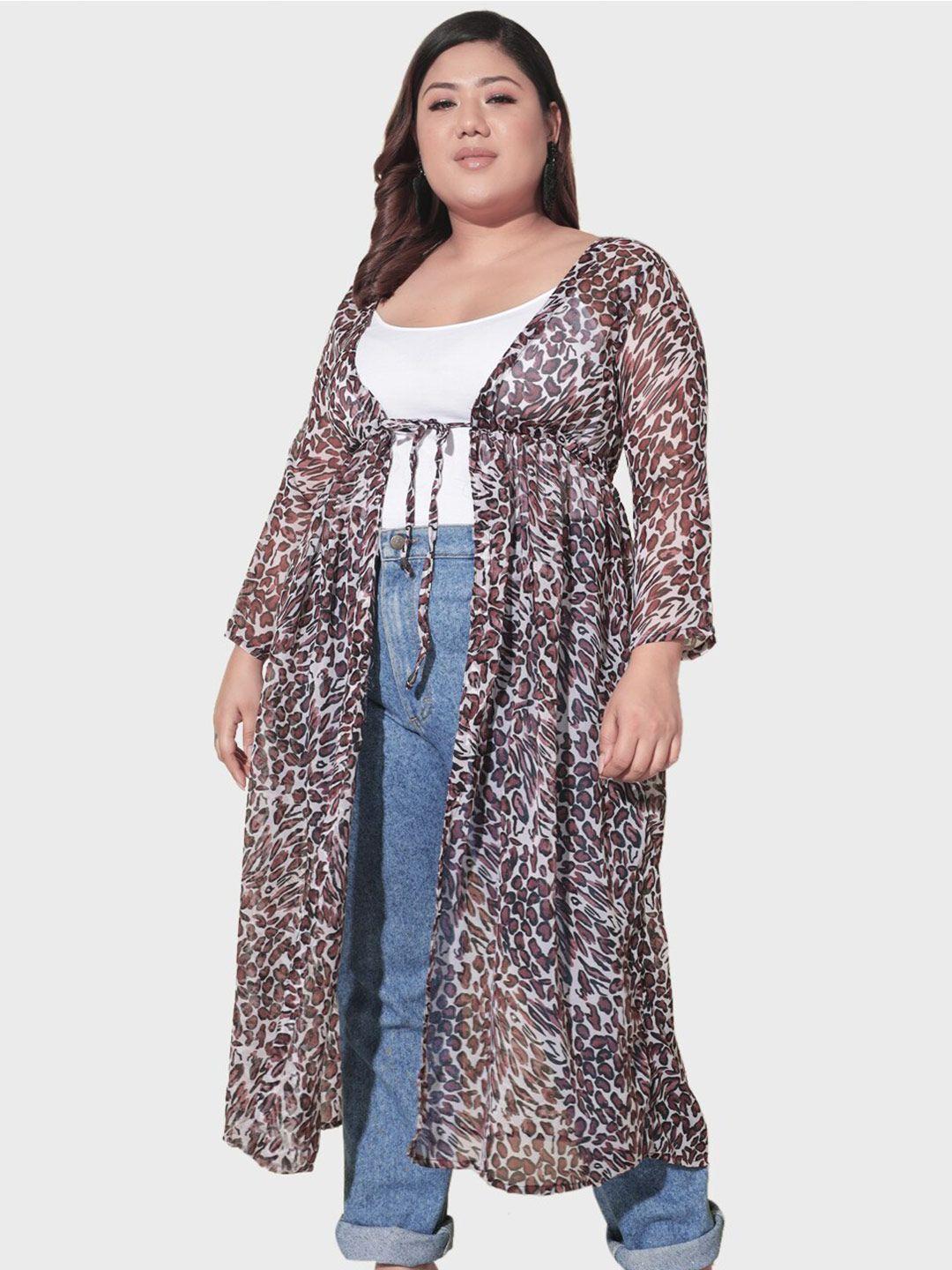 buy new trend plus size open front animal printed longline georgette shrug