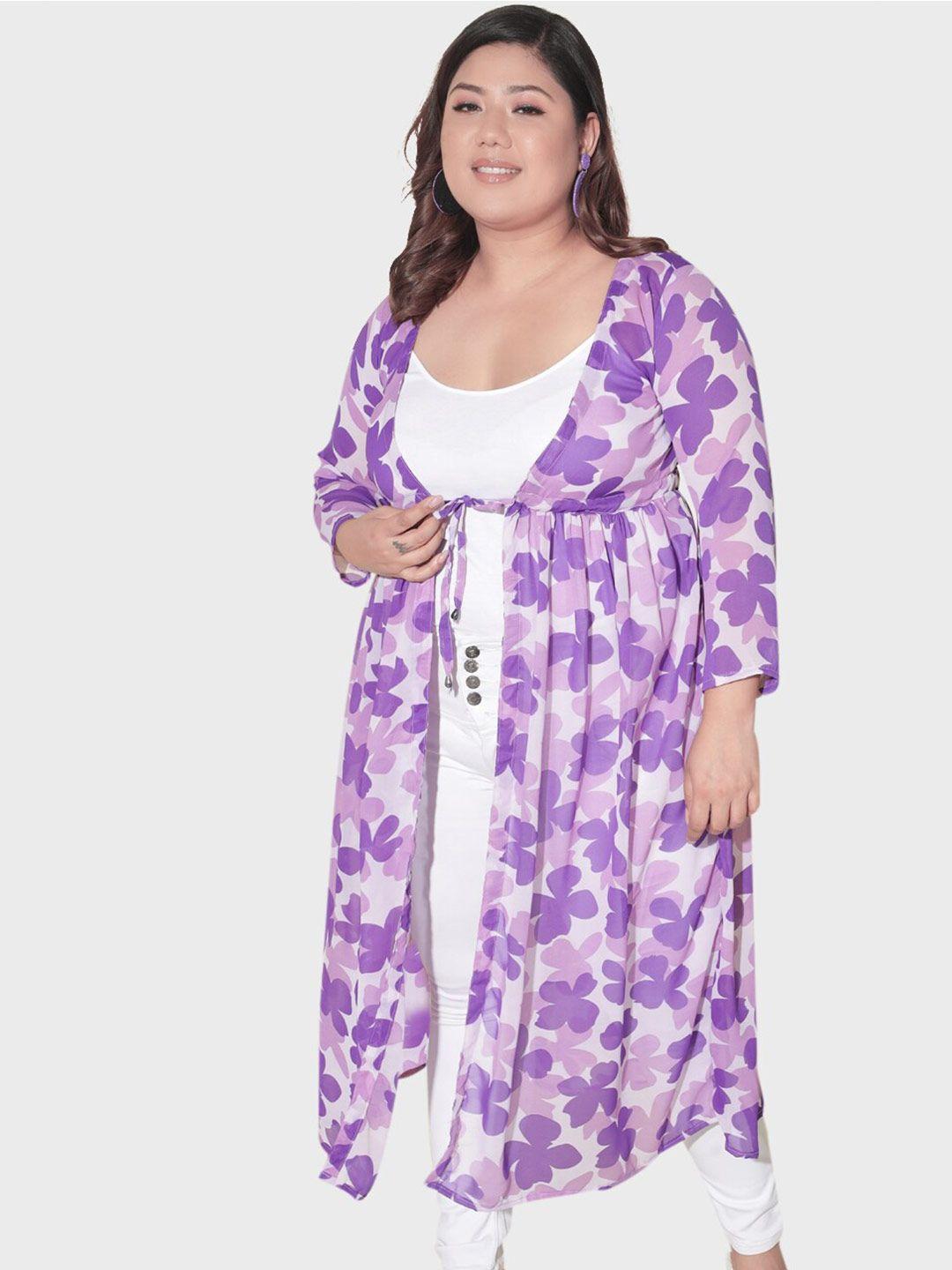 buy new trend plus size open front floral printed longline georgette shrug