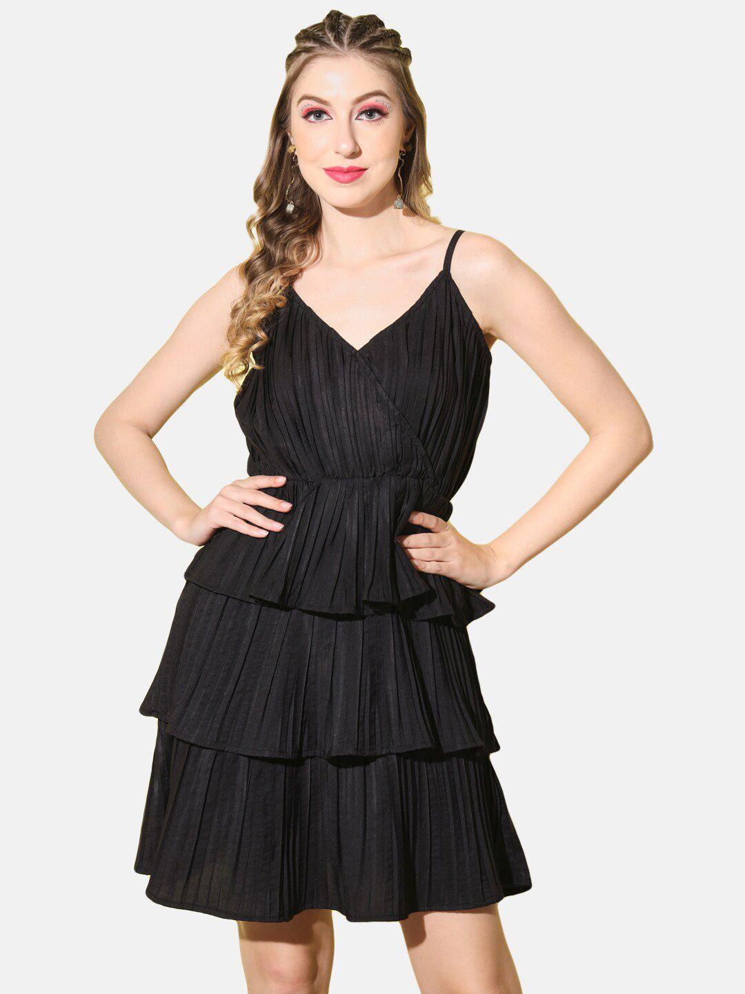 buy new trend shoulder straps layered fit and flare dress