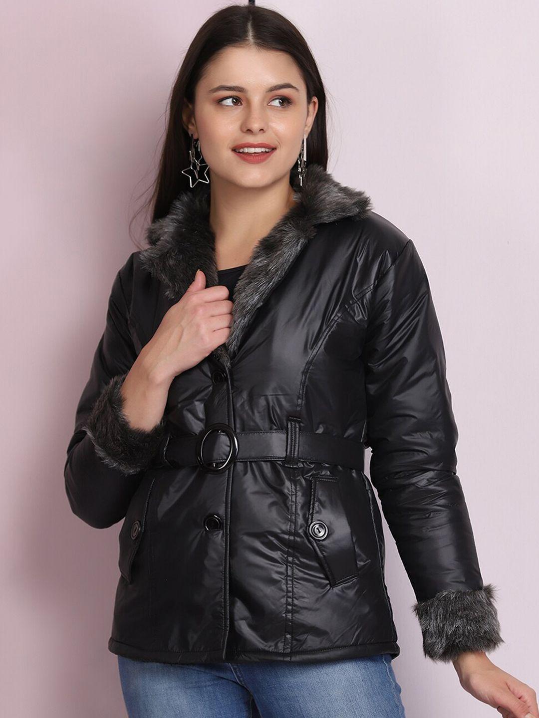 buy new trend women black floral lightweight longline padded jacket