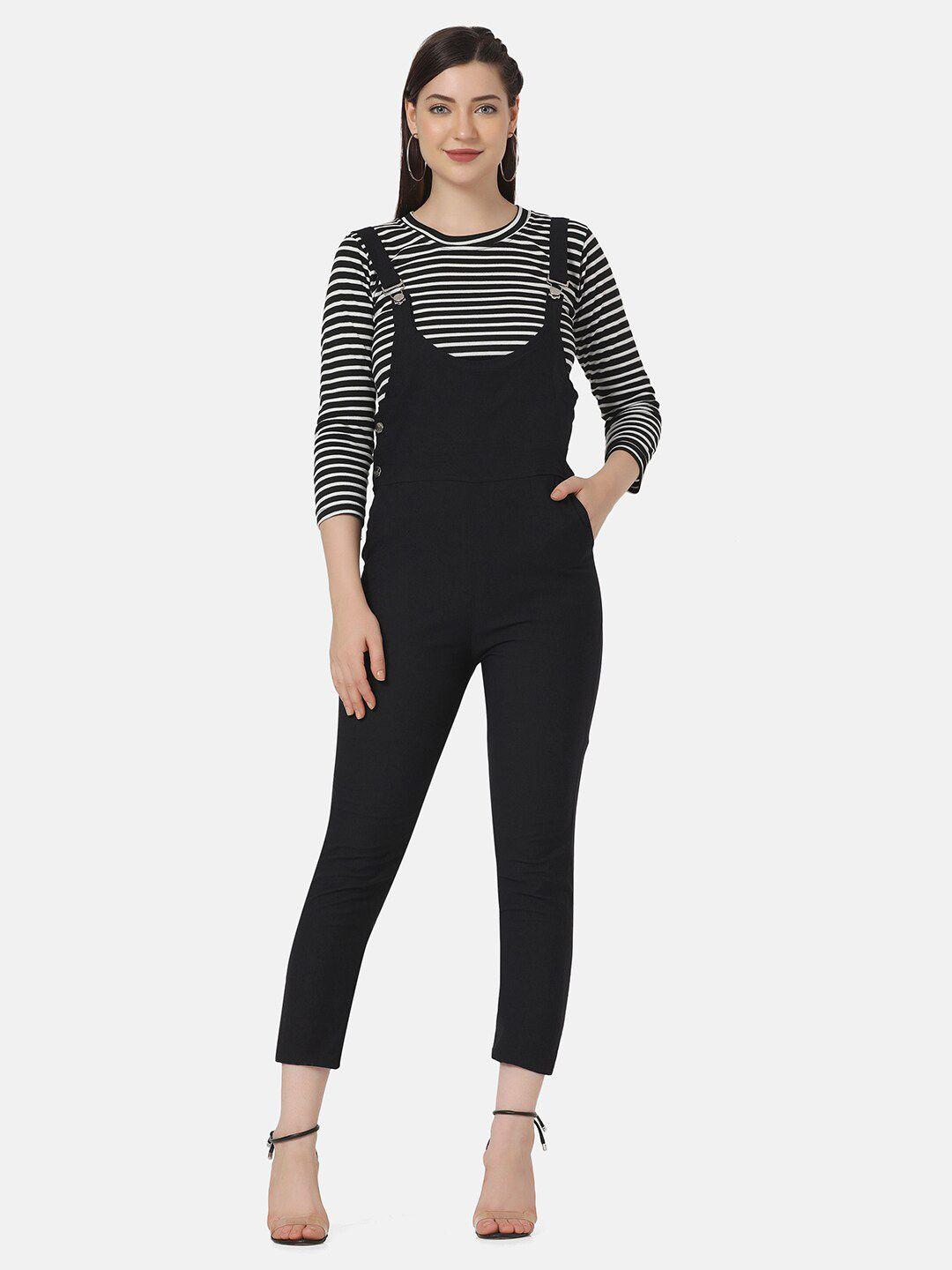 buy new trend women black skinny fit dungarees