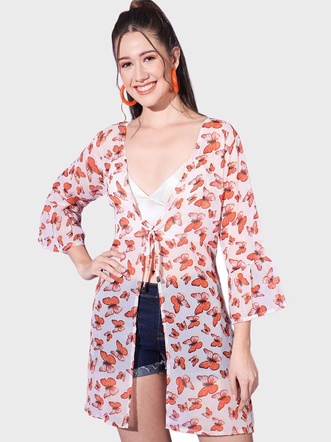 buy new trend women butterfly printed georgette shrug