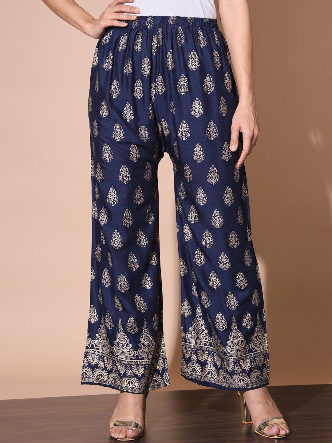 buy new trend women floral printed knitted ethnic palazzos