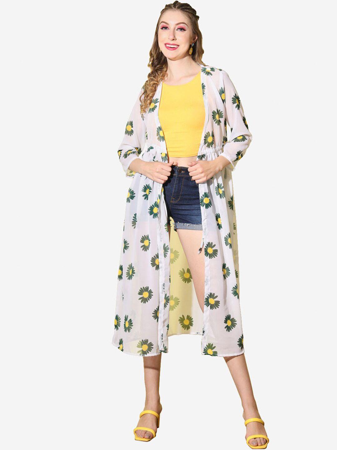 buy new trend women georgette floral printed longline shrug