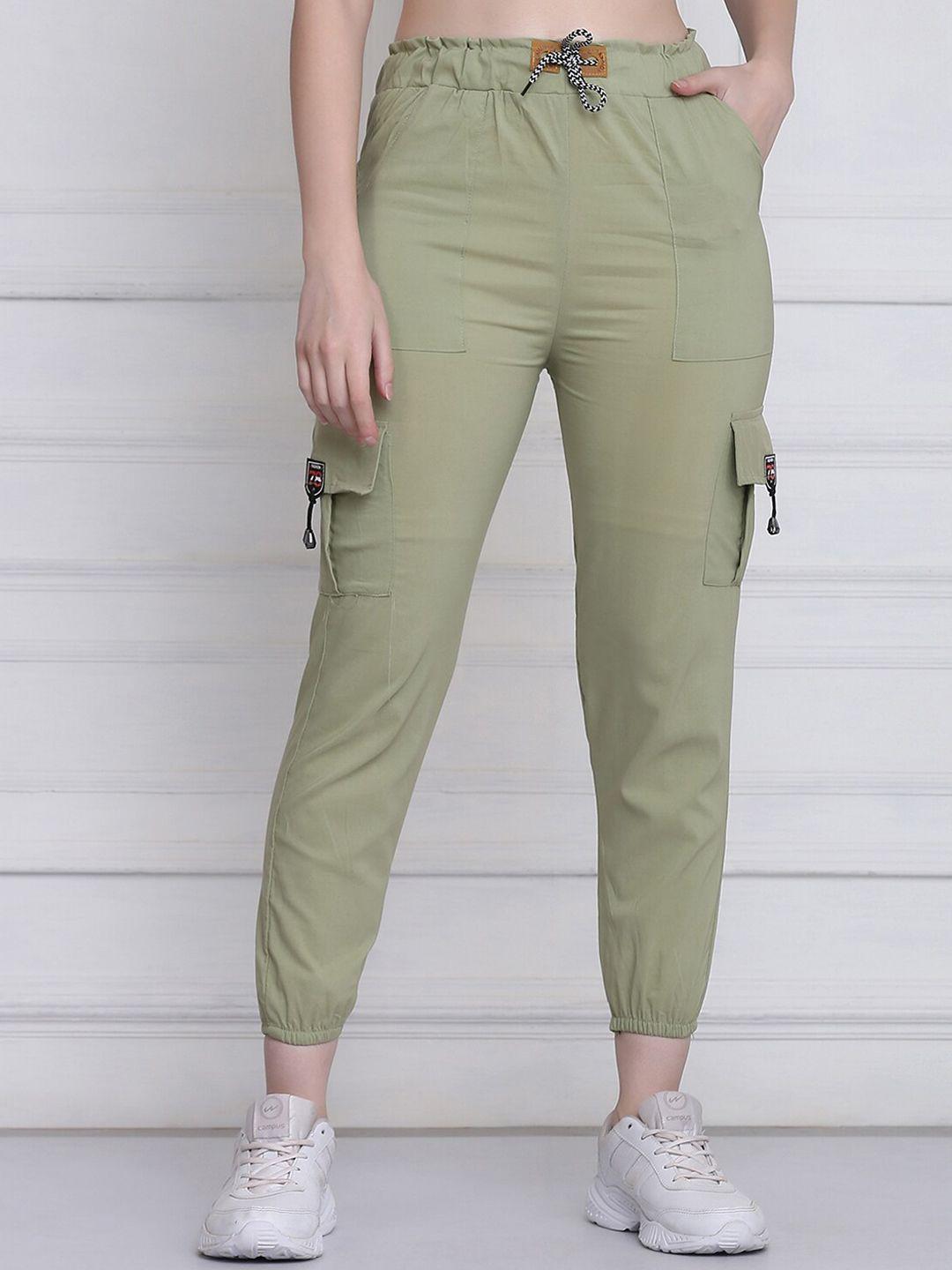 buy new trend women green comfort slim fit joggers trousers