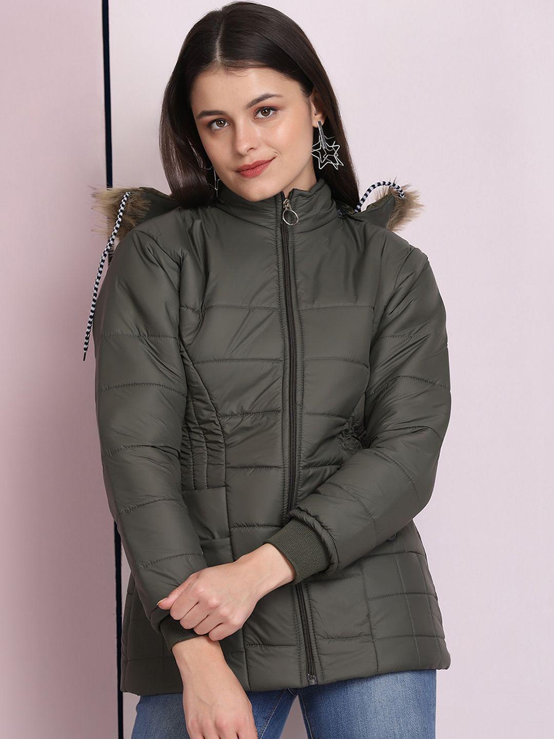 buy new trend women green lightweight longline puffer jacket