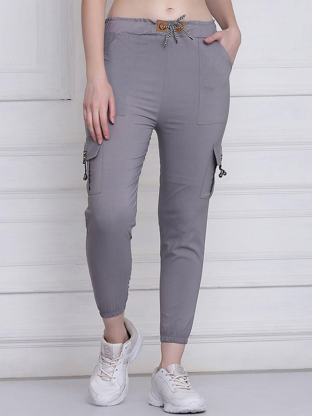 buy new trend women grey comfort slim fit joggers trousers