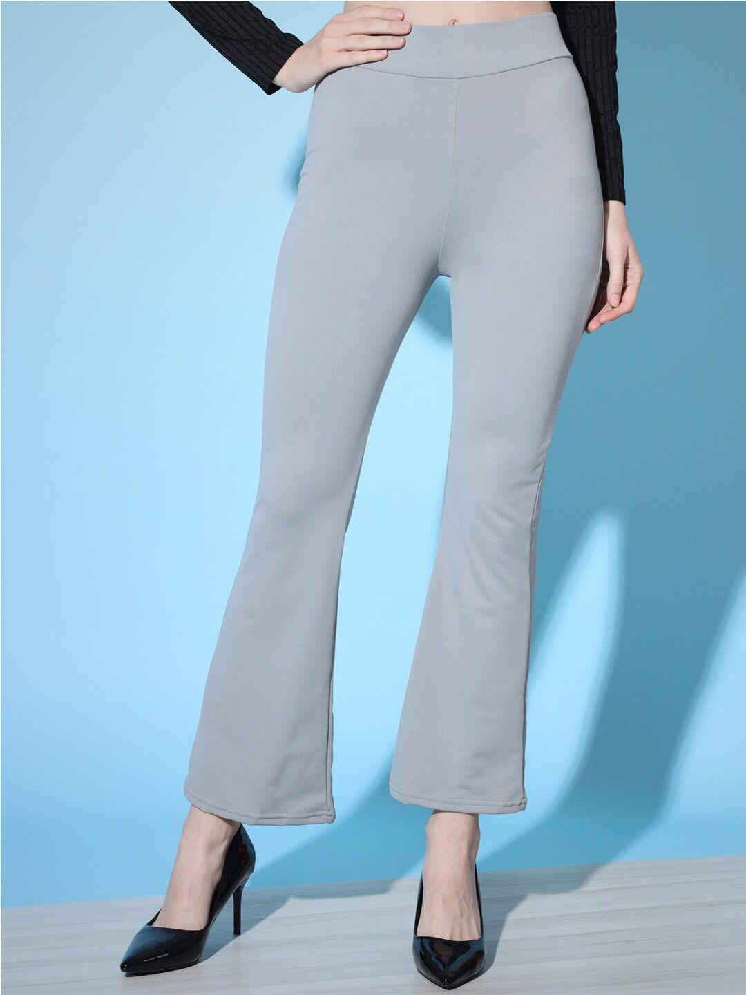 buy new trend women grey solid trousers