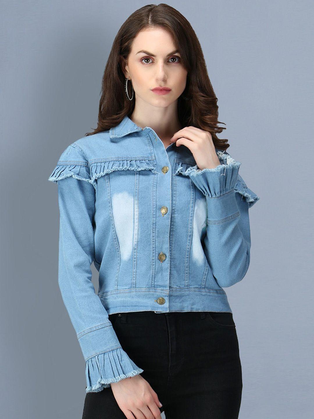 buy new trend women lightweight crop denim jacket