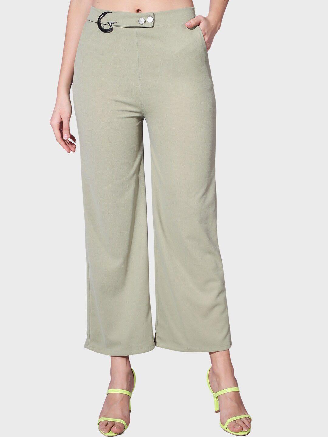 buy new trend women mid rise slip on parallel trousers