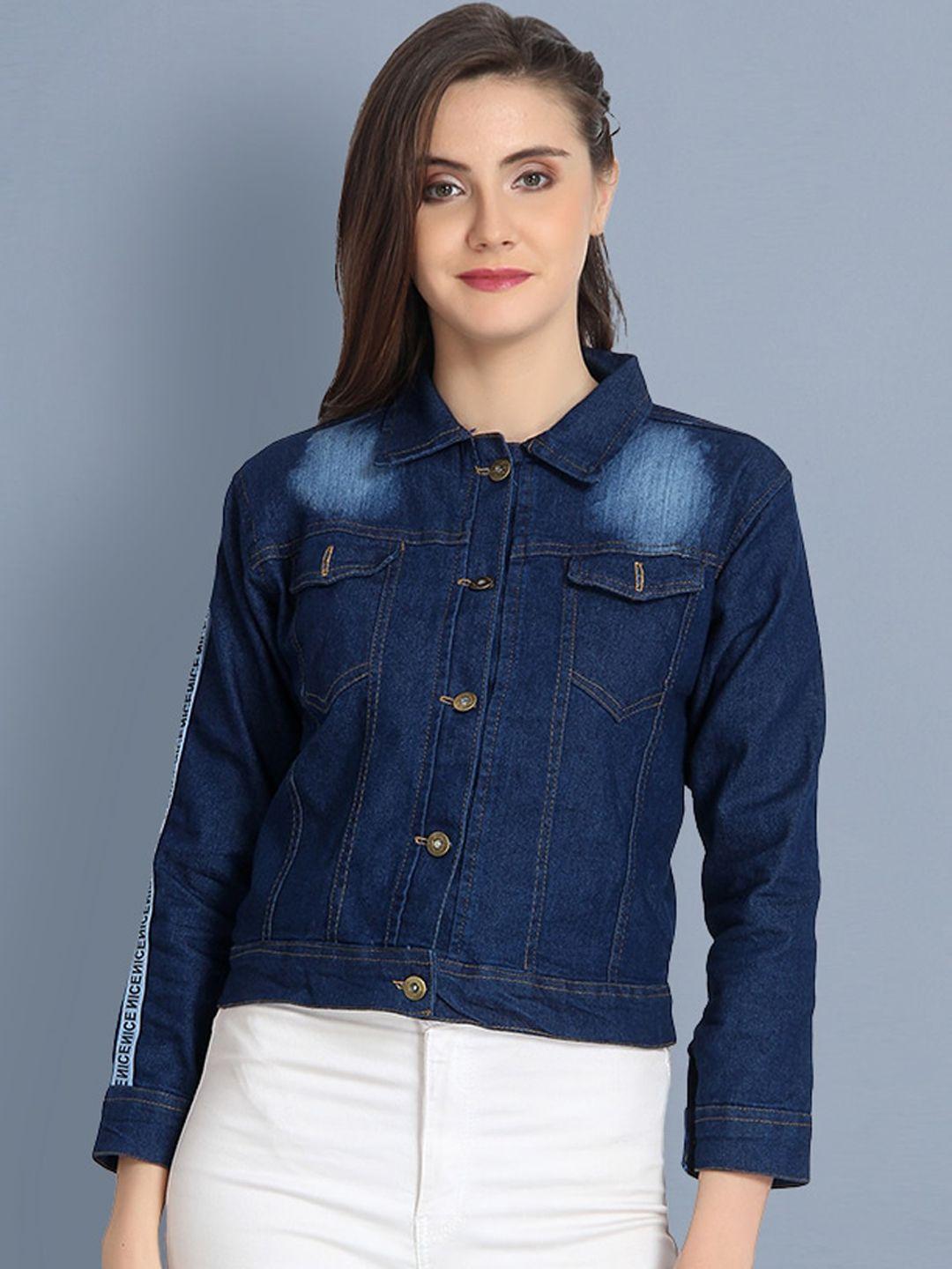 buy new trend women washed lightweight crop denim jacket