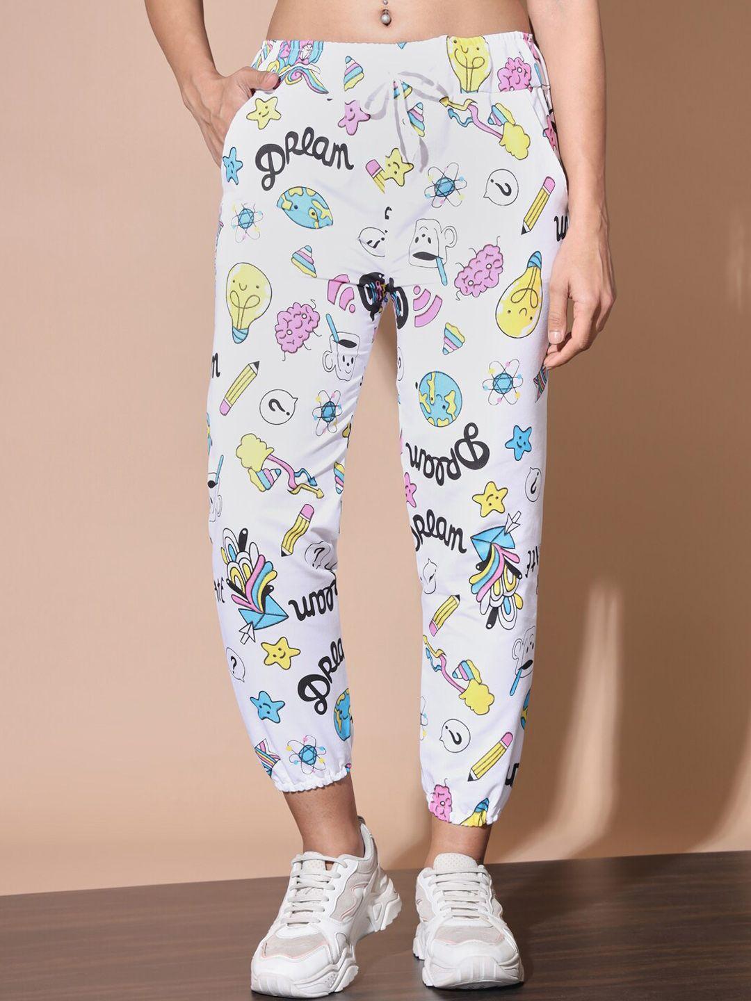 buy new trend women white floral printed comfort slim fit easy wash trousers